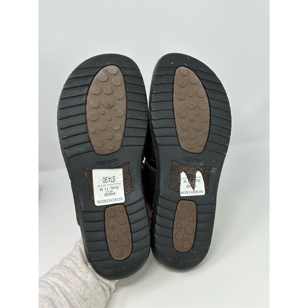 Born Men's Slide Sandals Dark Brown Leather Open Toe Cushioned Slip-On Size 11 - Picture 8 of 13
